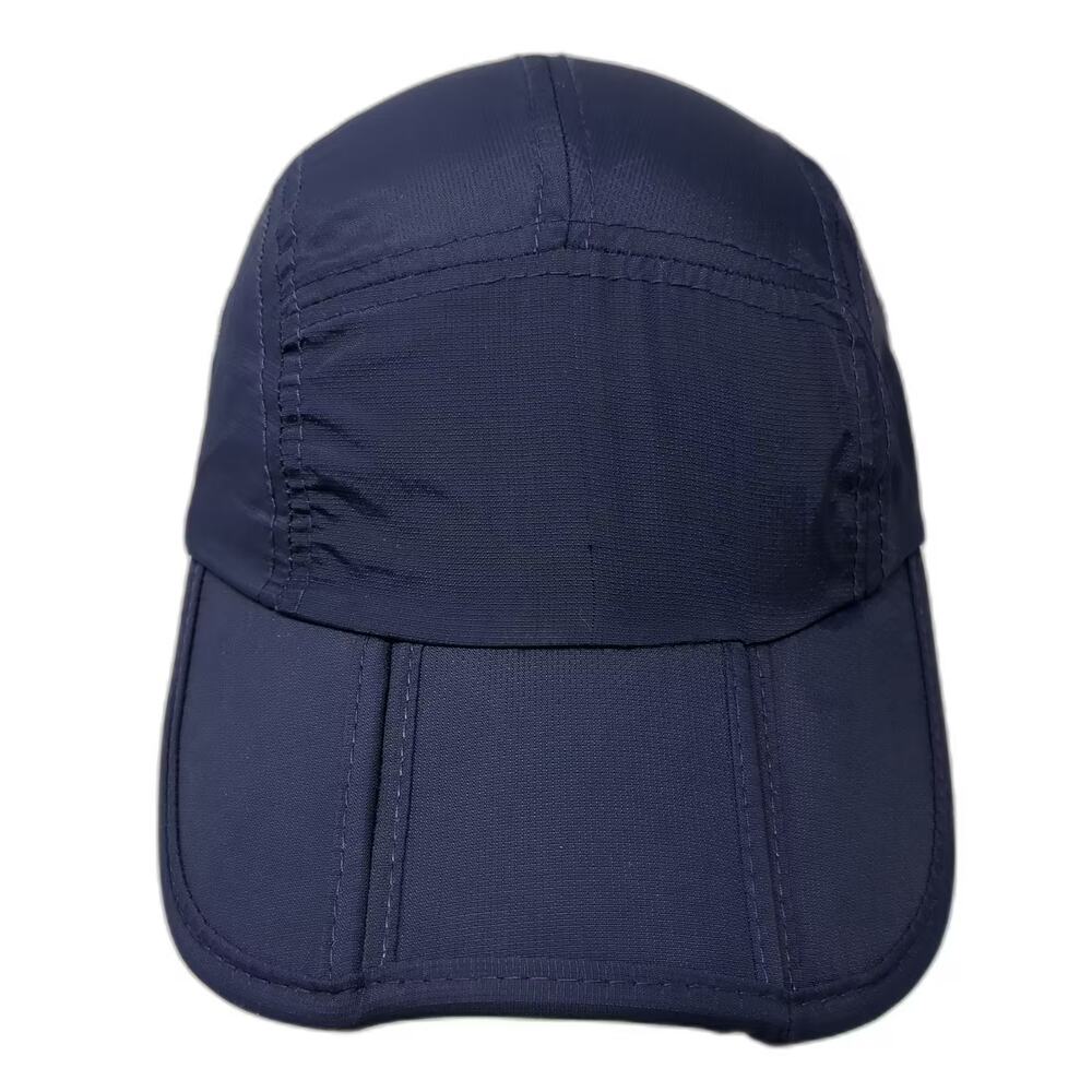 FITKICKS 5 Panel Blue White Hat Folding Brim Slideback One Size Packable Running
